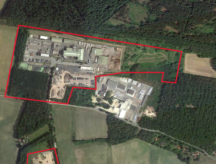 Abfallrecycling und Baustoffwerk bei Ktingen : Geschtzte Gre zirka 800 x 350 Meter